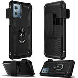 For Motorola G Stylus 5g Multicarrier 6.6 16mp Camera 2023 Holster Magnetic Ringstand Clip Cover Case - Black