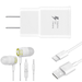 OEM EP-TA20JBEUGUS 15W Adaptive Fast Wall Charger for Meizu 16Xs Includes Fast Charging 10 FT USB Type C Charging Cable and 3.5mm Earphone with Mic â€“ 3 Items Bundle - White