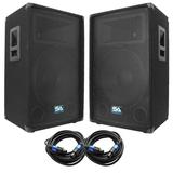 Seismic Audio Pair of 15 DJ Speakers and 35 Speaker Cables - 15 Band Karaoke Loudspeakers - SA-15T-PKG22