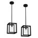 2 Pack Modern Farmhouse Pendant Light Black Metal Hanging Pendant Light Fixtures Industrial Pendant Lighting with Cage and Glass Shade for Kitchen Island Over Sink Dining Living Room Bedroom