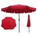 10FT Outdoor Patio Umbrella with Flap Garden Round Umbrella Sturdy Beach Umbrella with Push Button Tilt Crank and Fade Resistant All Weather Canopy without Base for Pool Shade Outside Red