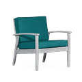 Accent Chair Upholstered Armchair Deep Seat Eucalyptus Chair Eucalyptus Wood Frame Reading Chair for Indoor Outdoor Patio Lawn & Garden Silver Finish+Dark Green Cushions