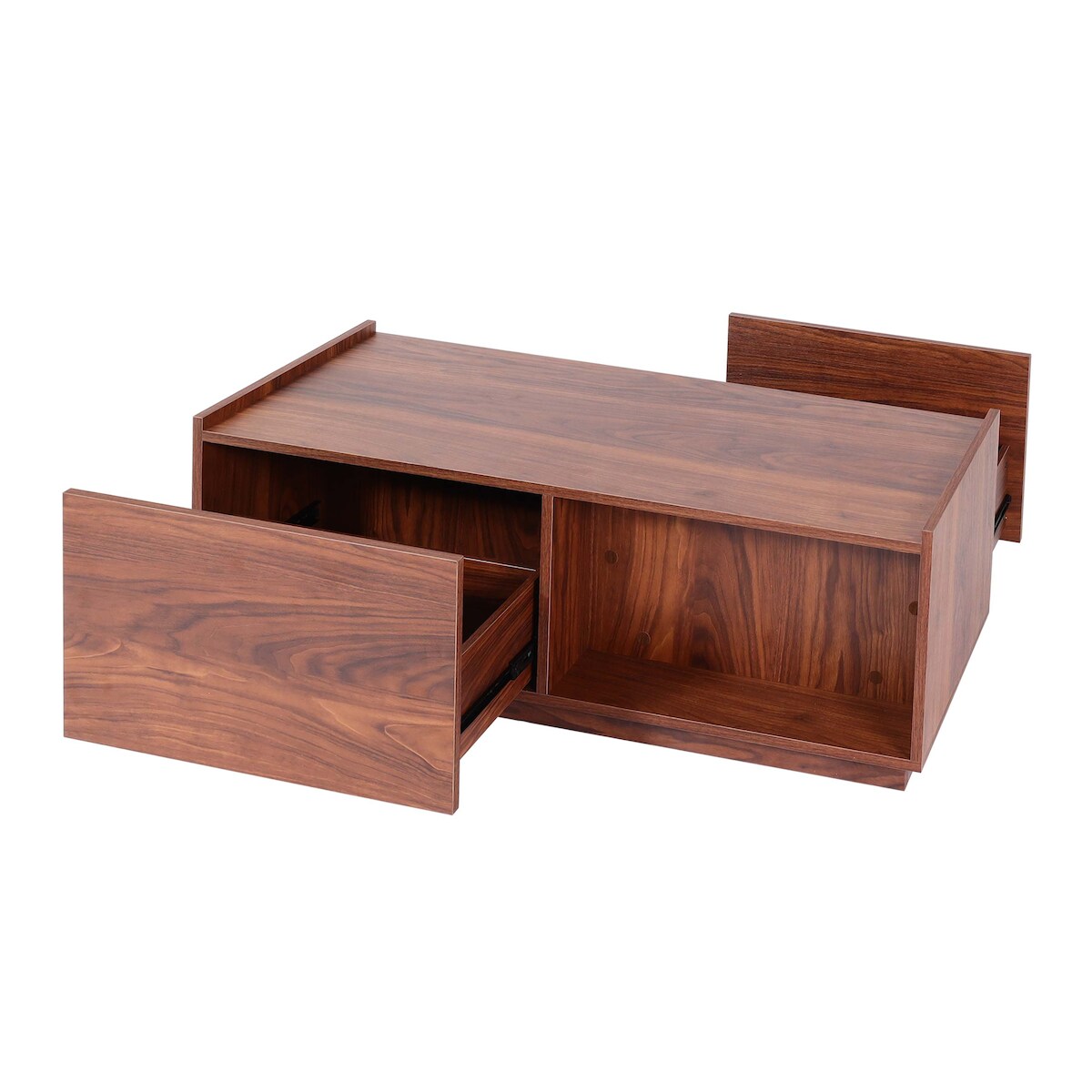 Mendler Couchtisch HWC-J78, Wohnzimmertisch Beistelltisch Sofatisch, Schublade, MDF 110x50x40cm ~ Walnuss-Optik Image