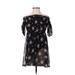 Hollister Casual Dress - Mini Off The Shoulder Short sleeves: Black Floral Dresses - Women's Size Small