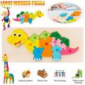 Dosaele Large Wooden Puzzles for Toddlers Animal Jigsaw Puzzles for Kids 1 2 3+ Years Old Educational Montessori Toys for Boys and Girls with Bright Vibrant Colors