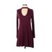 Express Casual Dress - A-Line Mock Long sleeves: Burgundy Solid Dresses - Women's Size Small