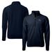 Men's Cutter & Buck Navy Denver Broncos Helmet Cascade Eco Sherpa Fleece Quarter-Zip Pullover Jacket