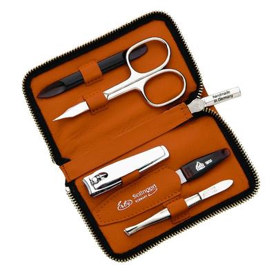 ERBE Maniküre Set Reißverschluss-Etui Serie Travel 5-tlg. orange-braun