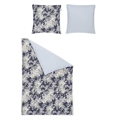 Wendebettwäsche IRISETTE "Crown-K 8453", blau, B/L: 155cm x 200cm, , Mako-Satin, B/L: 80cm x 80cm, Mako-Satin, Obermaterial: 100% Baumwolle, Bettwäsche, edler Digitaldruck Image