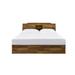 Walnut Finish Queen Composite Wood Bed, Midcentury Charm, The base of the bed also offers additional storage