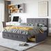 Queen Upholstered Platform Bed with Headboard&4 Drawers, Linen Fabric Bedframe for Kids Bedroom, No Box Spring Needed, Dark Grey
