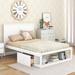 Full Size Spacious Storage Platform Bed with Drawer and Shelf, White