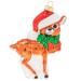 5" Jolly Reindeer Calf in Santa Hat Glass Christmas Ornament