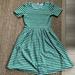 Lularoe Dresses | Lularoe Amelia Midi Dress With Green/White Stripes With Silver Size M | Color: Green/White | Size: M