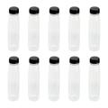 10PCS 330ml Empty Storage Containers Clear PET Bottles Plastic Beverage Drink Bottle Juice Bottle Jar with Lids (Black Caps)