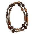 Anthropologie Jewelry | Anthropologie Wooden Bead Bohemian Hand Carved Hippie Beach Necklace | Color: Brown/Silver | Size: Os
