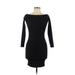 H&M Casual Dress - Bodycon Boatneck 3/4 sleeves: Black Print Dresses - Women's Size 6