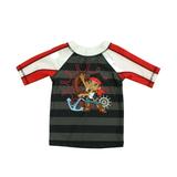 Pre-owned Disney Jake and the Neverland Pirates Boys Black | White | Red Rashguard size: 18-24 Months