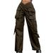 Womens Baggy Parachute Pants cargo Pants for Women Low Waist Hip Hop Sweatpants with Belt Oversized Loose Wide Leg Joggers Y2k Pants