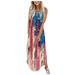 Women 4th of July Maxi Dress Women Casual Loose Tank Dresses Sleeveless Beach Vacation Dress Patriotic Long Sundress