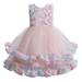 Holiday Savings Deals! Kukoosong Toddler Baby Girls Dress Floral Formal Princess Party Tulle Tiered Full Dress Pink 100