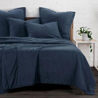 Stonewashed Cotton Mini Coverlet Set Denim, King, Denim