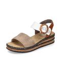 Rieker Women Sandals 62964, Ladies Strappy Sandals,Summer Shoe,Summer Sandal,Comfortable,Flat,Beige (Beige Kombi / 90),39 EU / 6 UK