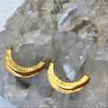 Anthropologie Jewelry | 18k Gold Plated Earrings Titaium Earrings 3” | Color: Gold/Tan | Size: 3”