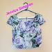 Jessica Simpson Tops | Jessica Simpson Women's Polyester Blend Thick Purple Green Rose Floral Crop Top | Color: Black/Purple | Size: Xs