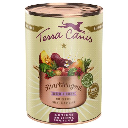 6x 385g Terra Canis Marktragout Wild & Huhn mit Kürbis, Birne & Thymian Hundefutter nass