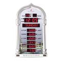 AL-FAJIA Automatic Worldwide Digital 8 Azan Prayer Sounds and Athan Time Reminder Wall and Desk Large Clock for USA 4008PRO (Silver)