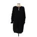 A New Day Casual Dress - Shift Tie Neck 3/4 sleeves: Black Print Dresses - Women's Size Large