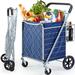 NOBLEWELL 39.9" H x 24.6" W Utility Cart w/ Extra Rear Basket & Removable Liner Metal in Black/Blue/Gray | 39.9 H x 24.6 W x 21.3 D in | Wayfair