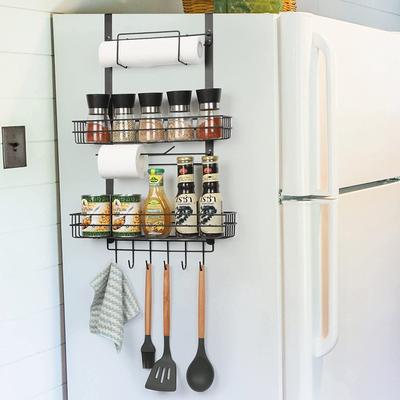 Refrigerator Side Shelf Storage with Paper Towel Holder - 1 PCS