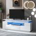 High Gloss UV Veneer TV Console RGB LED Lights TV Stand with 1 Drawer&1 Open Shelf and 4 Door Cabinets up to 75''TV