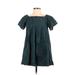 J.O.A. Los Angeles Casual Dress - A-Line Square Short sleeves: Teal Dresses - Women's Size X-Small