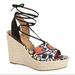 Coach Shoes | Coach Leather Floral Multi-Color Wedge Espadrilles Sandals Size 9 | Color: Blue/Red | Size: 9