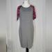 Lularoe Dresses | Lularoe Womens Fitted Floral T-Shirt Midi Dress 3/4 Sleeves Size Large | Color: Gray/Pink | Size: L