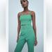 Zara Pants & Jumpsuits | Matching Set Crop Top And Skinny Pants | Color: Green | Size: S