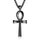 ADMETUS Black Ankh Necklace Men Sterling Silver Egyptian Ankh Necklace Basic Ankh Cross Necklace Ankh Pendant Egyptian Jewellery Gifts for Men