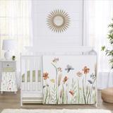 Watercolor Floral Garden Sage Green 4 Piece Crib Bedding Set by Sweet Jojo Designs Polyester in Blue | Wayfair Garden-RU-BU-Crib-4