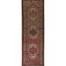 Geometric Pink Ardebil Persian Vintage Runner Rug Handmade Wool Carpet - 3'4"x 11'3"