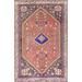 Pink Geometric Abadeh Persian Vintage Area Rug Handmade Wool Carpet - 2'11"x 4'8"