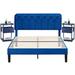 VECELO, 3-Pieces Upholstered Platform Bed Frame with Height Adjustable Headboard and Nightstands Set of 2