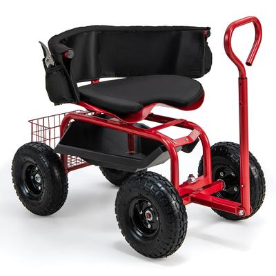 Costway Rolling Garden Cart Height Adjustable Scooter with Swivel Seat - See Details