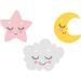 Cute sleeping Cloud, Moon and Star Wallpaper - 10'ft H x 24''inch W