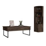 Ebern Designs Tracy 2-Piece Living Room Set w/ Corner Bar Cabinet & Coffee Table, Dark Walnut Wood in Brown | 17.99 H x 40.94 W x 25 D in | Wayfair