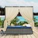 Outdoor Adjustable Chaise Lounge Sofa Chair, High Comfort Sun Bed with Upholstery Canopy