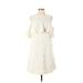 HD in Paris Casual Dress - A-Line Crew Neck Short sleeves: Ivory Print Dresses - Women's Size Small