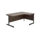 Layla 1800mm Single Upright Right Hand Radial Desk Dark Walnut - Black